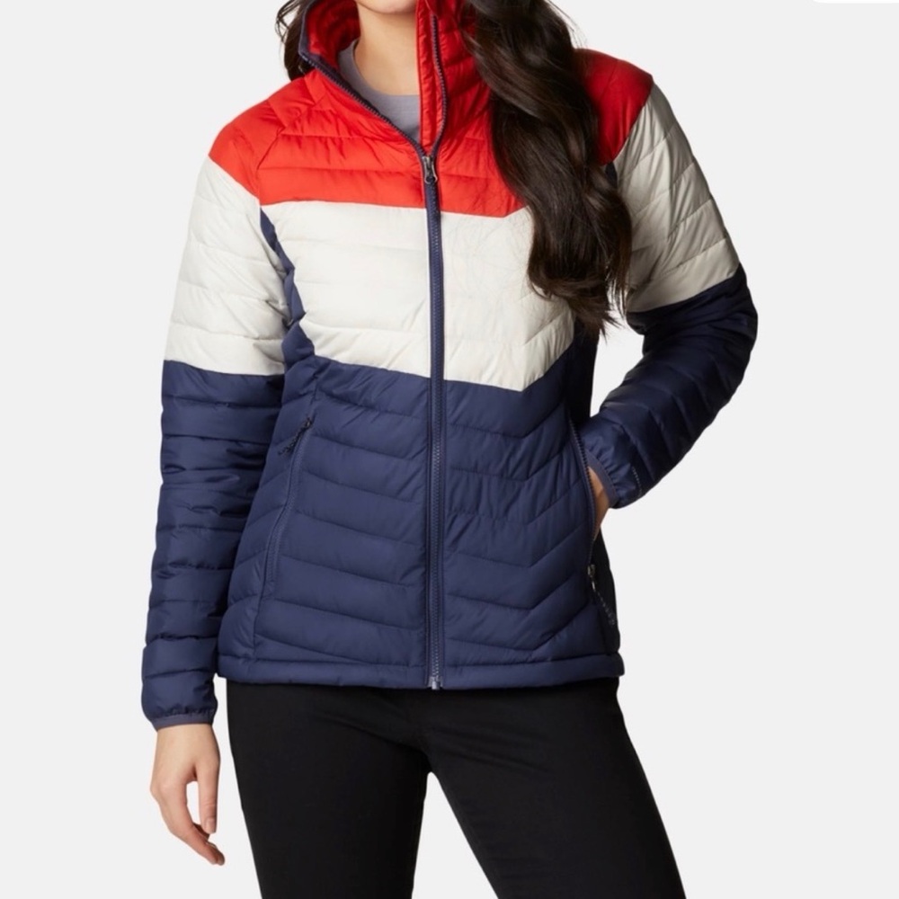 Columbia Colorblock Women's Jacket USA red white and blue jacket size M